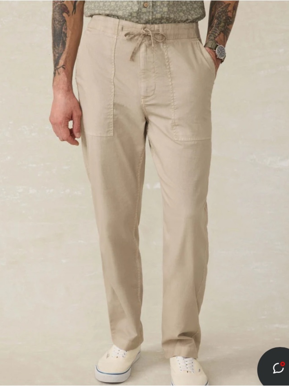 Faherty Dune Utility Pants Sandy Dusk Khaki Organic Cotton XL